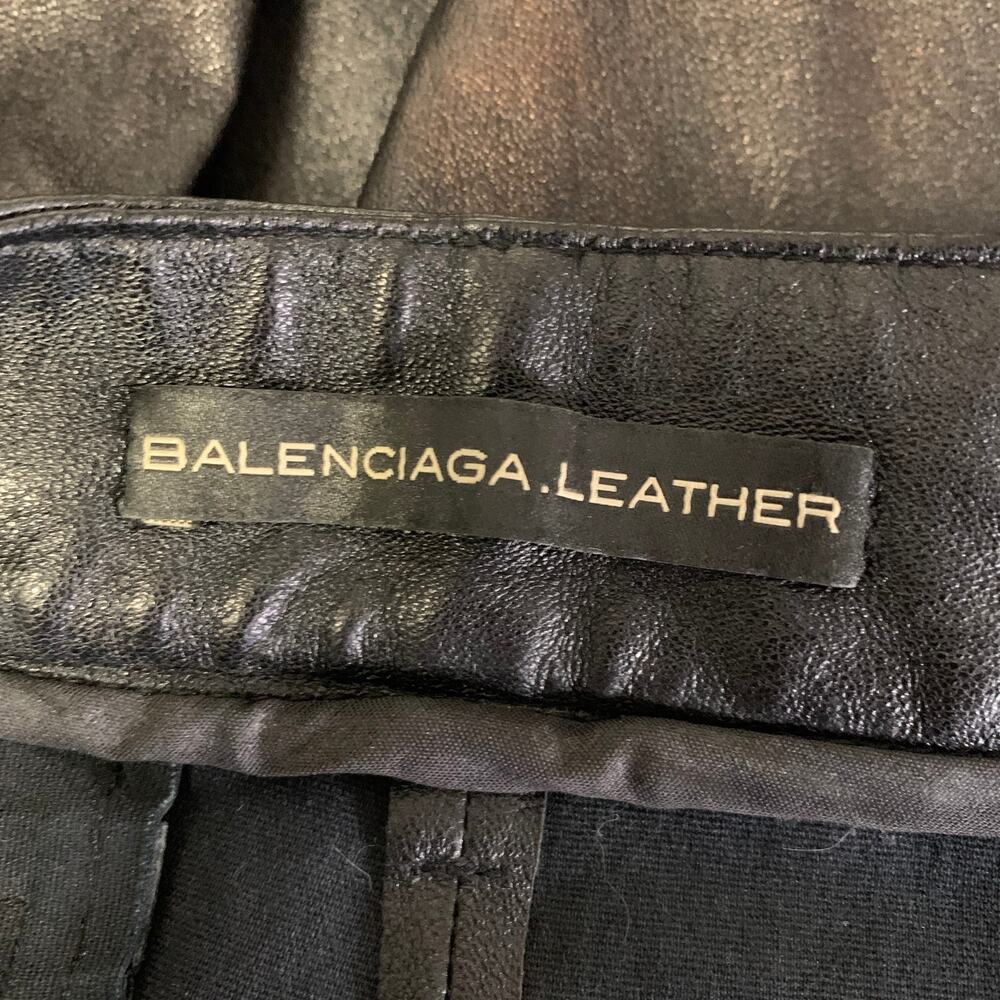 BALENCIAGA Size 8 Black Leather Lambskin Slim Fit Casual Pants - Picture 6 of 9